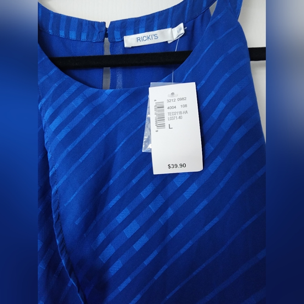 NWT Royal Blue Dressy Tank Ricki's Large - Picture 3 of 5